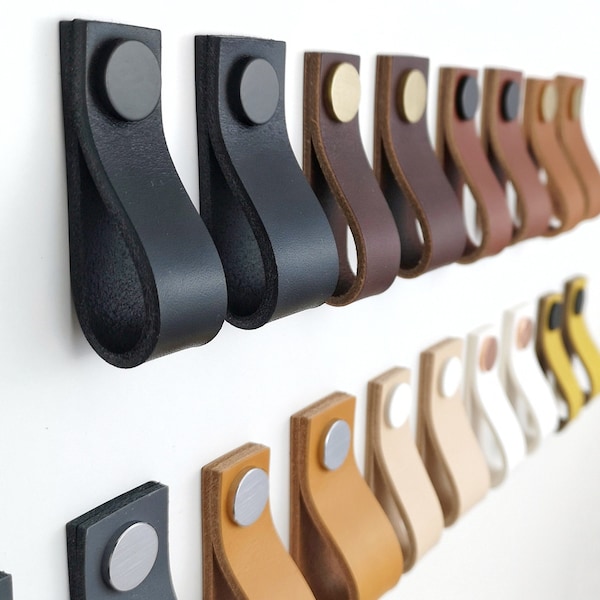 Leather pulls for furniture, cabinet handle, door knob, upgrade for IKEA Kallax, Pax, Besta
