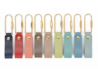 Gepersonaliseerde sleutelhanger: Italiaanse sleutelhanger van leer en messing, ideaal als cadeau, 3e bruiloft