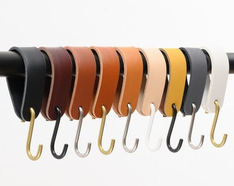 Leather S-Hook / Coat hook / Wardrobe hook   )