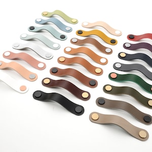 Leather pull for furniture, cabinet knob, door handle in 27 colors for Pax, Malm