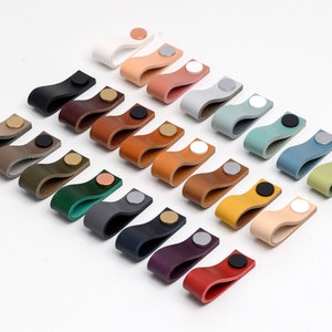 Leather drawer pulls for furniture, nordic inspired, Furniture knobs and handles / THIN straight