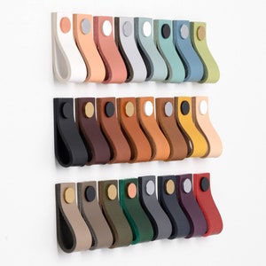 Leather cabinet pull / Leather handle / Leather drawer pull / Leather door handle for furniture / WIDE straight