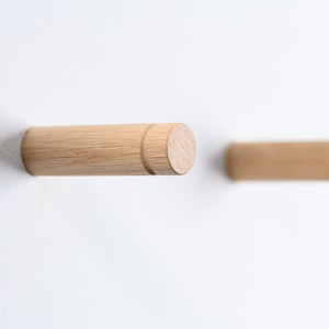 Wall hook from oak wood, Entryway coat hanger for bags, plants, cables, backpacks