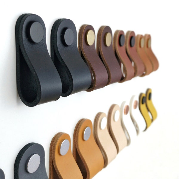 Leather drawer pull / Furniture pull / Leather dresser handles / Door handle / Cupboard pulls