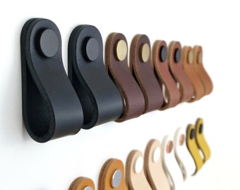 Leather drawer pull / Furniture pull / Leather dresser handles / Door handle / Cupboard pulls