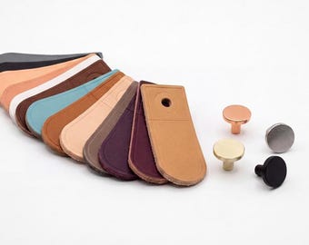 Samples leather pulls for furniture, dresser knobs, cabinet hardware