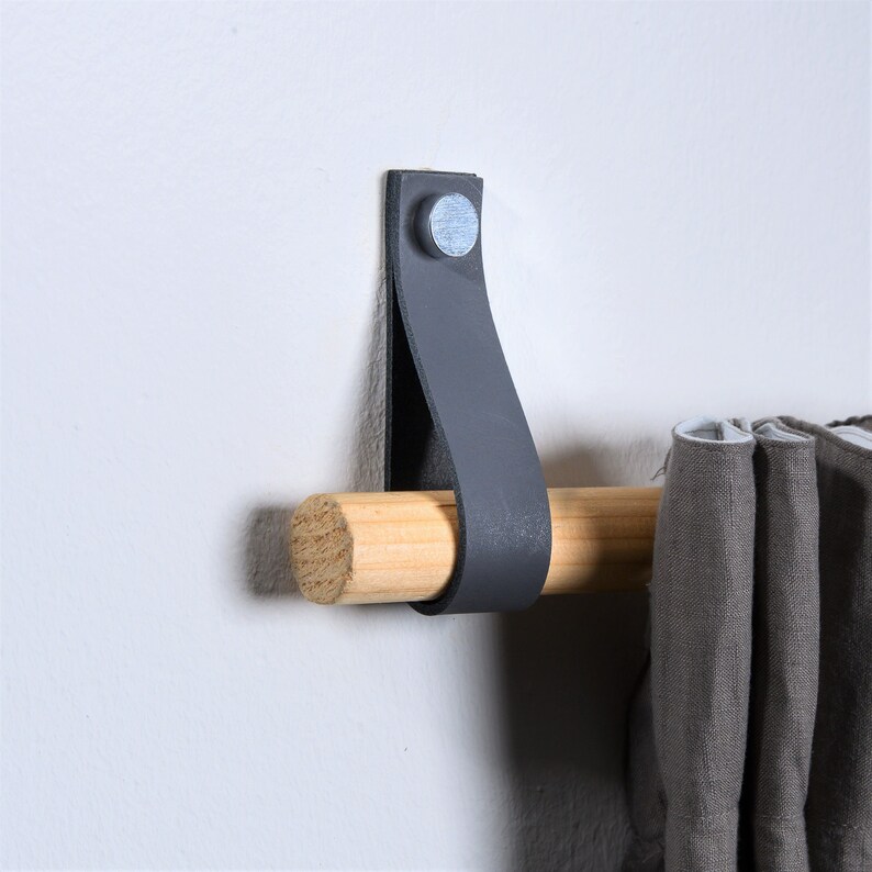 2 X Curtain Rod Holder Leather / Square Ends Etsy