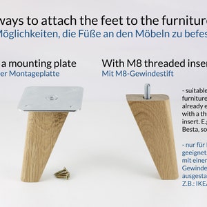 Mid Century legs with mounting plate or insert bolt