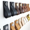 Leather drawer pulls for furniture, 27 colors, cabinet handle, door knob, made in Germany
