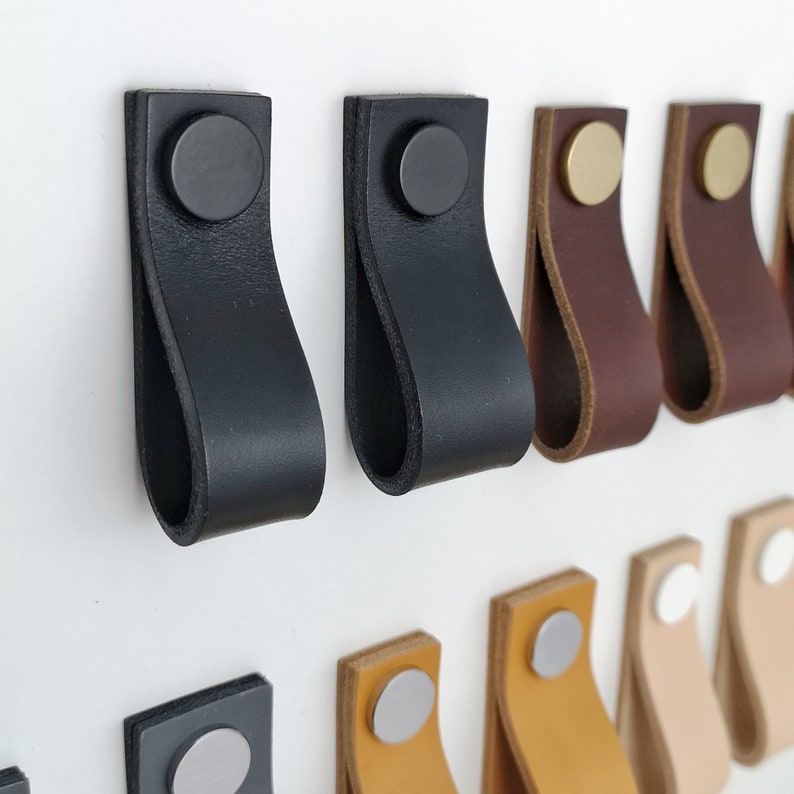 Leather Drawer Pull / Leather Pull / Leather Door Etsy