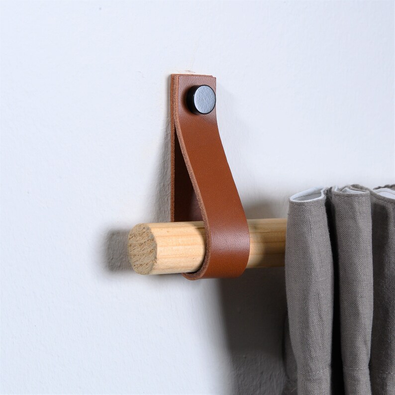 2 X Curtain Rod Holder Leather / Square Ends Etsy