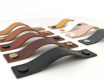 Leather Drawer Pulls: Vegetable Tanned Leather Cabinet Handles