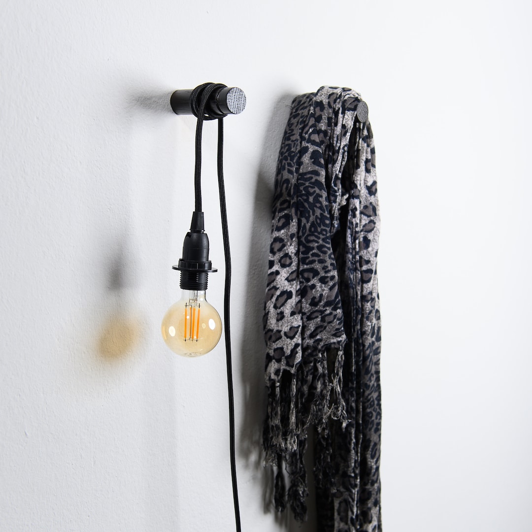 Wood Wall Hook Black / Wood Wall Peg / Black Coat Hook Etsy