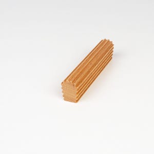 Side view of beech wood cabinet handle showing thickness ribbed design and smooth finish