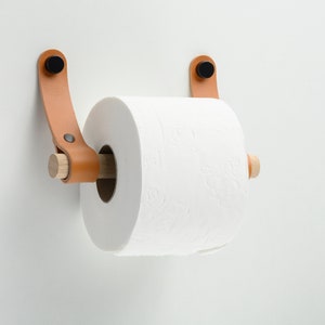 Porta carta igienica / pelle e legno