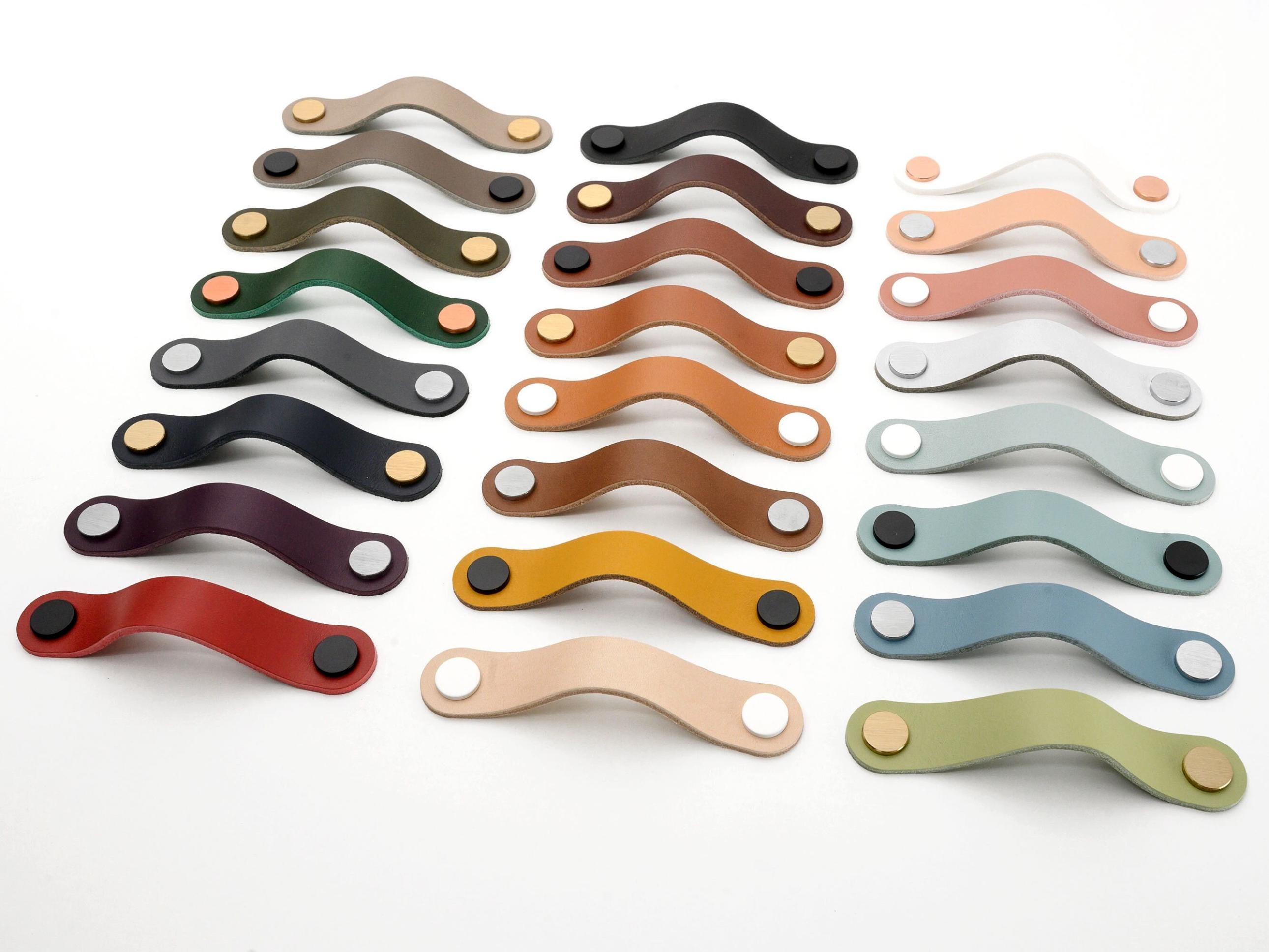 Leather drawer pull for furniture, cabinet pull, door handle, Infinity shape