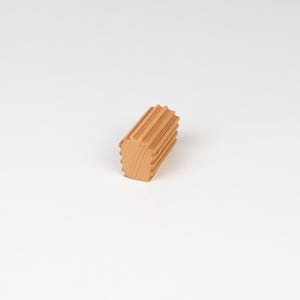 Side view of beech wood cabinet handle showing thickness ribbed design and smooth finish