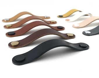Leather drawer handle 2.5cm (1'') wide/ Leather pulls / Dresser handles