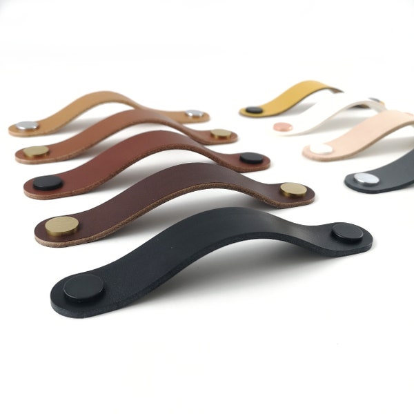 Leather drawer handle 2.5cm (1'') wide/ Leather pulls for cabinets, dressers, kitchen units