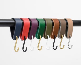 Gancio a S in pelle, appendiabiti, appendiabiti da parete, prodotto in Germania)