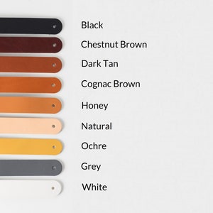 May include: Leather straps in various colors, including black, chestnut brown, dark tan, cognac brown, honey, natural, ochre, grey, and white.
