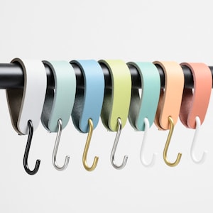 Leather coat hook made in Germany, closet hanger, loop for rods, bars, rails