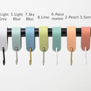 leather S-Hook, Coat hook for rods, bars, pipes, bag hanger, plant hanger