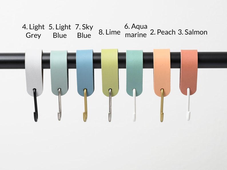 leather S-Hook, Coat hook for rods, bars, pipes, bag hanger, plant hanger