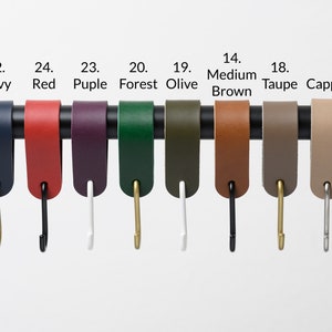 leather S-Hook, Coat hook for rods, bars, pipes, bag hanger, plant hanger, available colors
