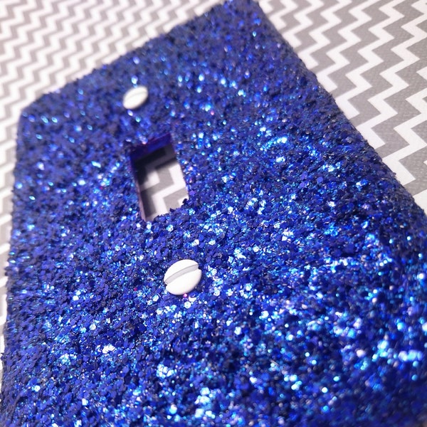 Metallic Sapphire Blue Glitter / Bling Light Switch Plates, Outlet Covers, & Rockers / Sparkle Indigo Dark Navy Blue / Shiny Cute Room Décor