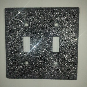 Sparkly Elegant Black & Silver Glitter Decorative Bling Light Switch Plates, Outlet Covers, All Wall Plates / Goth Glamorous Home Wall Décor image 1