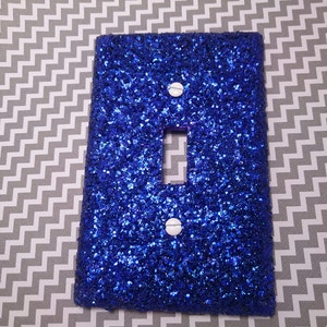 Metallic Sapphire Blue Glitter / Bling Light Switch Plates, Outlet Covers, & Rockers / Sparkle Indigo Dark Navy Blue / Shiny Cute Room Décor image 4