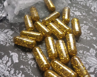 20 GOLD Glitter Pills in Organza Bag /24K Bling /Sparkle Capsules, Glitter Bombs, Sparkly Confetti /Gag Gift /Bachelorette Party/Raver Favor