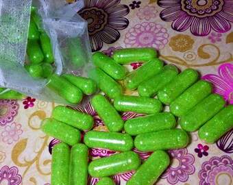20 Neon Lime Green Glitter Pills in Organza Bag / Sparkle Capsules / Glitter Bombs / Bachelorette Party Favors / Funny Gift / Rave Glitter