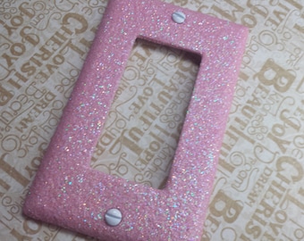 Cute Sparkly Light Bubblegum Pink Iridescent Opal Glitter Bling Light Switch Plates, Rockers, & Covers / Wall Lighting Decor