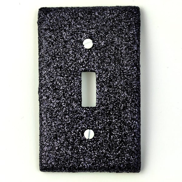 Blue Black Midnight Sky Glitter || Bling Light Switch Plates, Outlet Covers, & Rockers || Pretty Sparkle Custom Goth Home Lighting Décor