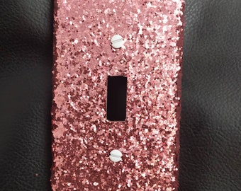 Metallic Chunky ROSE GOLD Glitter • Bling Light Switch Plates, Rockers, Outlet Covers • Cute Glamorous Sparkly Bath, Bedroom, Nursery Decor