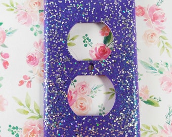 Purple Grape with Iridescent Fairy Dust Glitter / Bling Light Switch Plates, Outlet Covers, & Rockers / Kawaii Unicorn Décor / Nursery Room