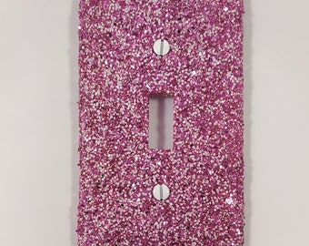 Fuchsia, Pink, & White Glitter / Bling Light Switch Plates, Outlet Covers, and Rockers / Girly Kawaii Décor / Cute Nursery Room /Pastel Goth