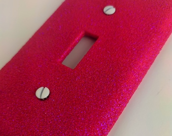 Iridescent Hot Pink/Purple Glitter ~ Decorative Bling Light Switch Plates, Rockers, & Outlet Covers ~ Cute Sparkly Girly Home Wall Décor