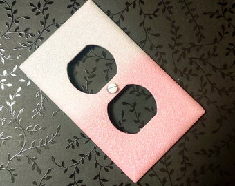 Candy PINK+WHITE Ombre with Iridescent Opal Glitter / Sparkle Bling Light Switch Plates, Rockers, Outlet Covers / Kawaii Decor /Nursery Room