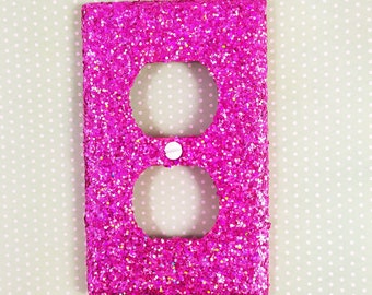 Holographic Pink Rainbow Glitter ~ Bling Light Switch Plates, Outlet Covers, & Rockers ~ Sparkly Unicorn Décor ~ Cute Girly Nursery Room