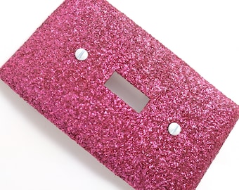 Hot Pink Glitter || Bling Light Switch Plates, Rockers, & Outlet Covers || Pink Décor || Cute Girly Lighting || Baby's Nursery Room Décor