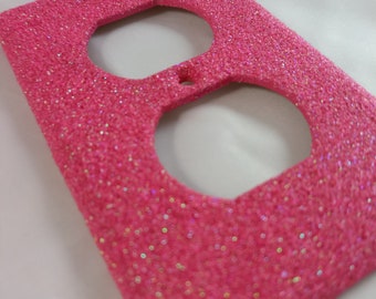 Iridescent Opal Hot Pink Glitter / Sparkle Bling Light Switch Plates, Rockers, & Outlet Covers / Girly Nursery Room Wall Décor / Cute Kawaii