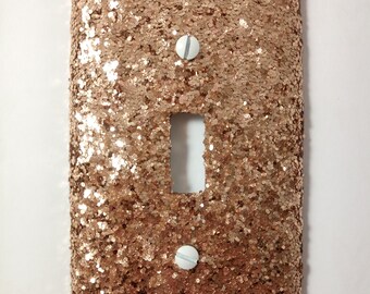 Sparkly Metallic Chunky Champagne Gold Glitter /Bling Light Switch Plates, Outlet Covers, & Rockers / Nursey Room / Home Wall Lighting Decor