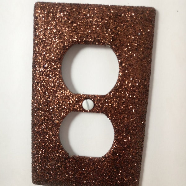 Chocolate Diamond Dark Brown Glitter /Bling Light Switch Plates, Outlet Covers, Rockers /Boho Steampunk Hipster /Neutral Wall Lighting Decor