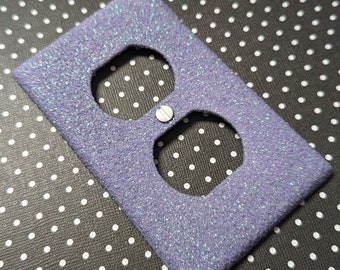 Extra Fine Iridescent Lavender Glitter • Sparkle Bling Light Switch Plates, Rockers, Outlet Covers, Safety Plugs • Cute Kawaii Girly Nursery