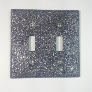 Sparkly Elegant Black & Silver Glitter Decorative Bling Light Switch Plates, Outlet Covers, All Wall Plates / Goth Glamorous Home Wall Décor image 4