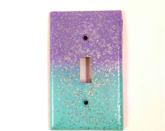 Metal Light Switch Plate Cover Ombre Home Decor Green Mint Purple Home Decor