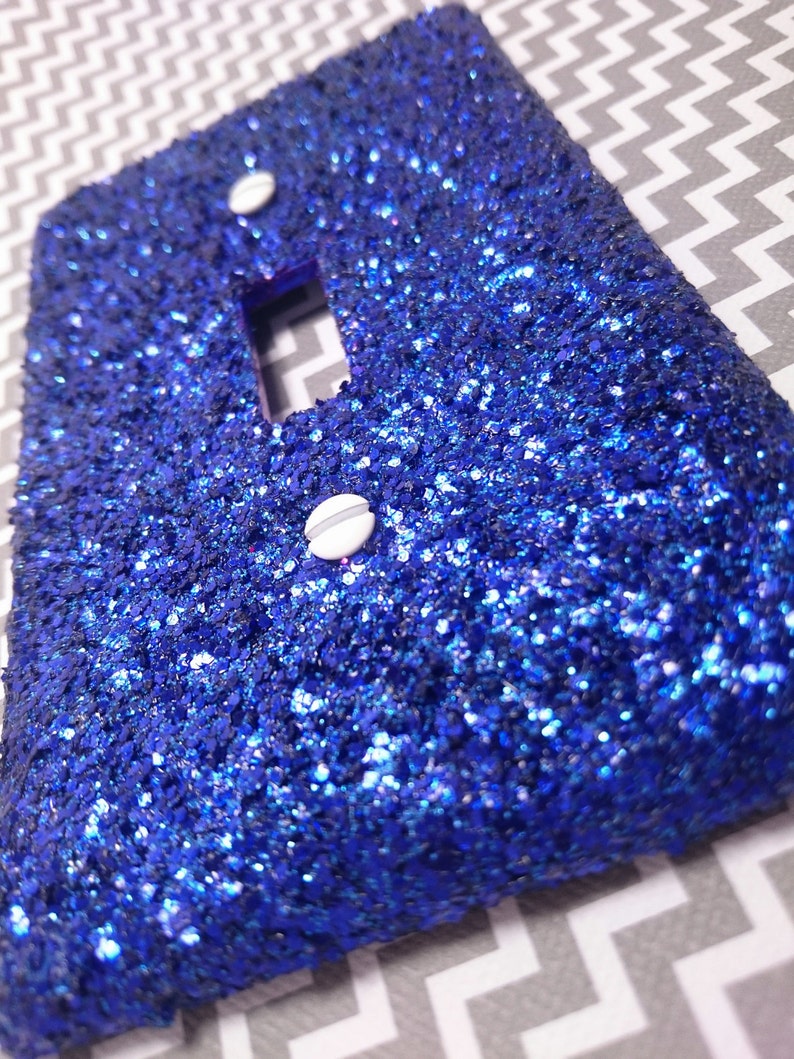 Metallic Sapphire Blue Glitter / Bling Light Switch Plates, Outlet Covers, & Rockers / Sparkle Indigo Dark Navy Blue / Shiny Cute Room Décor image 1